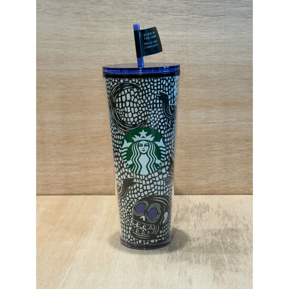 NWT Starbucks 2020 Halloween Glow In The Dark Skull Moon Venti Tumbler 24oz